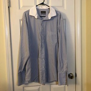 Men’s Fasso Elba blue and white striped shirt 18